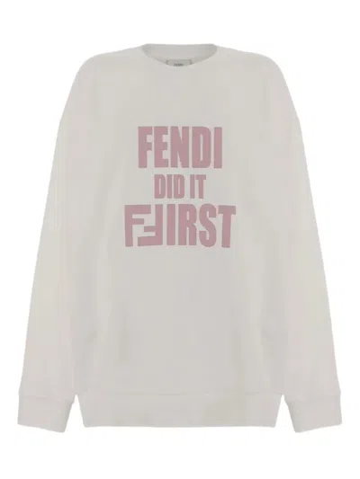 Fendi Kids' Slogan-print Sweatshirt In White