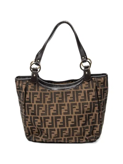 Pre-owned Fendi Small Chef Tote Bag In Brown