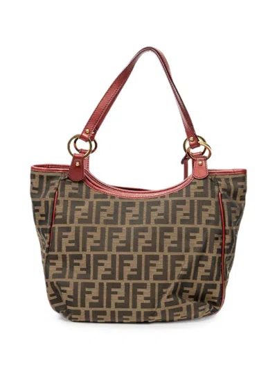 Pre-owned Fendi Small Chef Zucca Tote Bag In Brown