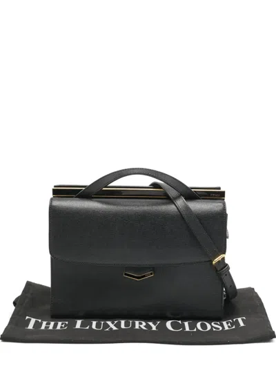 Pre-owned Fendi Small Demi Jour Leather Tote Bag In Black