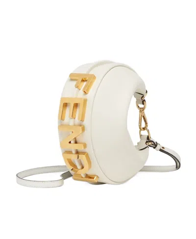 Fendi Small Graphy Leather Shoulder Bag In White