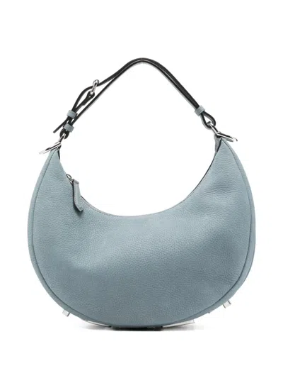 Fendi Small Graphy Leather Tote Bag In Blue