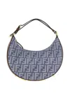 Fendi Small Curved Shoulder Bag With Gold Hardware In Gray