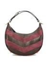 Fendi Leather And Suede Bag With Two-tone Inlay In Black