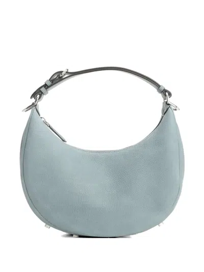Fendi Small Graphy Suede-finish Clutch Bag In Blue
