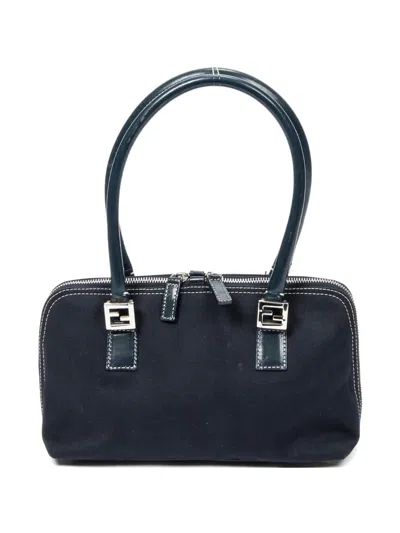 Pre-owned Fendi Small Ff Boston Shoulder Bag In Blue