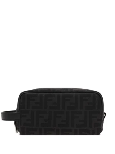 Fendi Small Ff-jacquard Wash Bag In Black