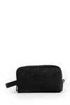 Fendi Logo-patterned Zip Pouch In Black