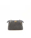 Fendi Small Flannel Bead Peekaboo Iseeu Chain Bag In Gray