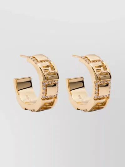 FENDI SMALL HOOP EARRINGS EMBOSSED FF MOTIF