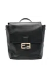 Fendi Black Calf Leather Bos Taurus Backpack In Black