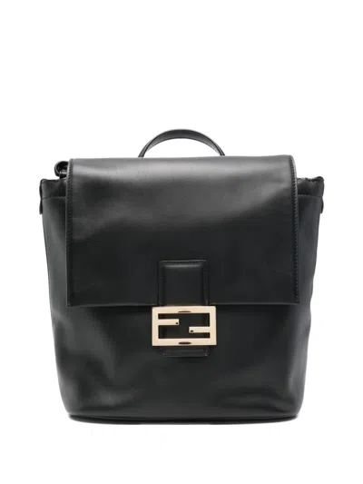 Fendi Small Leather Backpack In Black