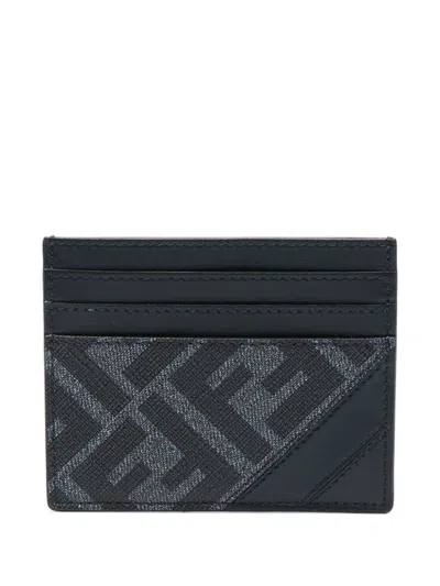Fendi Diagonal Card Holder In Blue