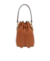 Fendi Mon Tresor Mini Leather Bucket Bag In Brown