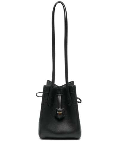 Fendi Small Origami Leather Bag In Black