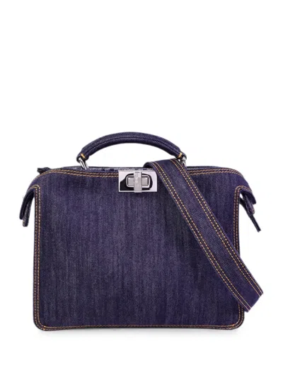 Fendi Small Peekaboo Iseeu Denim Tote Bag In Blue