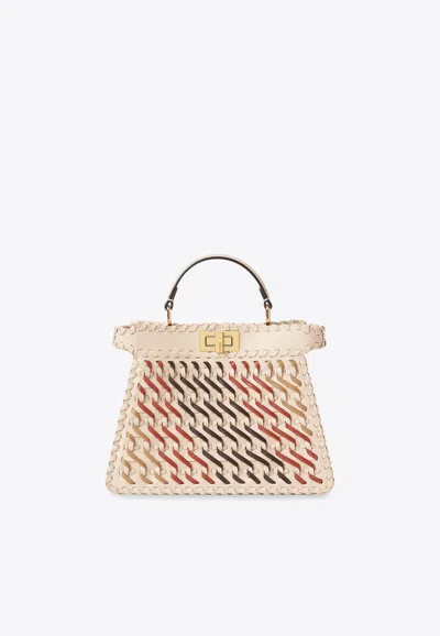 FENDI SMALL PEEKABOO ISEEU LEATHER AND SUEDE HANDBAG