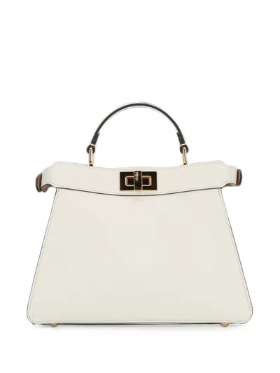 Fendi Small Peekaboo Iseeu Leather Tote Bag In White