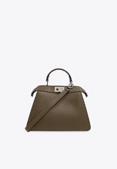 Fendi Small Peekaboo Iseeu Top Handle Bag In Brown