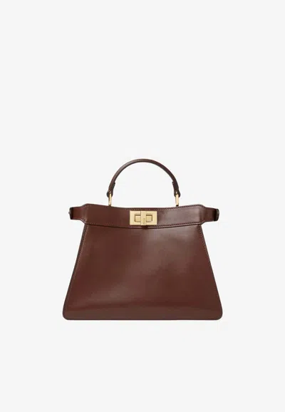 Fendi Small Peekaboo Iseeu Top Handle Bag In Brown