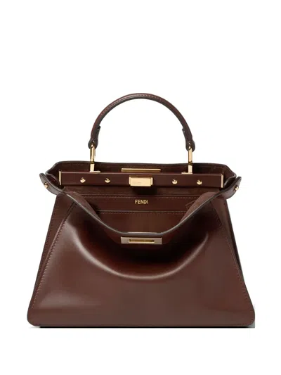 Fendi Small Peekaboo Iseeu Tote Bag In Brown