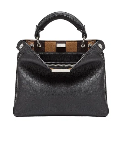 Fendi Small Peekaboo Soft Bag With A Lightweight In Black