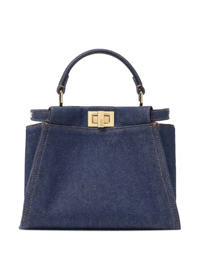 Fendi Small Peekaboo Top-handle Tote Bag In Blue