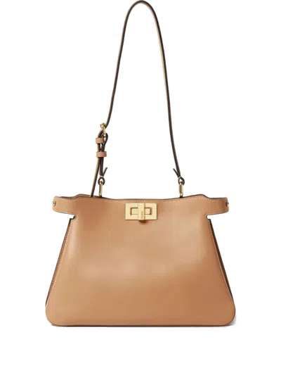 Fendi Small Peekaboo Tote Bag In Nude