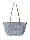 Fendi Small Roll Blue Denim-effect Ff Jacquard Reversible Shopper Bags