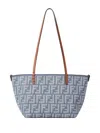 Fendi Small Roll Blue Denim-effect Ff Jacquard Reversible Shopper Bags