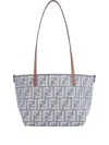 Fendi Small Roll Ff-logo Leather-handle Tote Bag In Blue