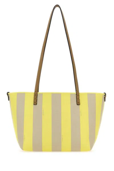 Fendi Women Embroidered Fabric Small Roll Reversible Shopping Bag In Multicolor