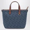 Fendi Structured Cotton Ff Shopping Bag With Leather Accents