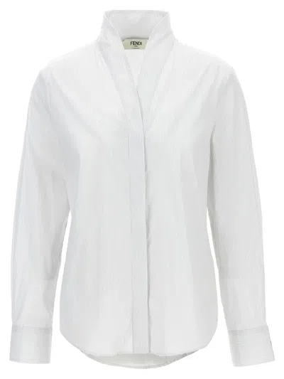 Fendi Small Striped Shirt In White