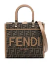 Fendi Sunshine Small Ff Jacquard Bags In Brown