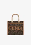 Fendi Small Sunshine Ff Jacquard Top Handle Bag In Brown
