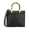Fendi Small Sunshine Leather Shoulder Bag In Black