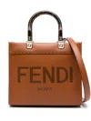 Fendi Small Sunshine Leather Tote Bag In Brown