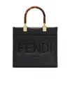 Fendi Small Sunshine Leather Shoulder Bag In Black