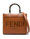 Fendi Small Sunshine Leather Tote Bag In Brown