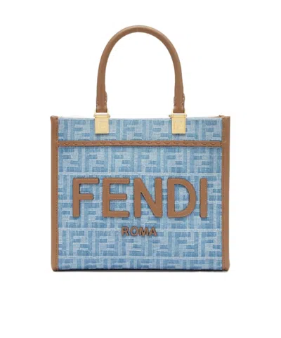 Fendi Small Sunshine Tote Bag In Blue