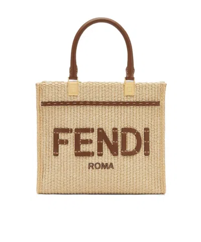 Fendi Small Sunshine Tote Bag In Neutrals
