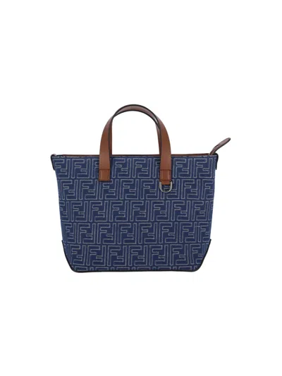 Fendi Small Tote Bora "ff" In Blue