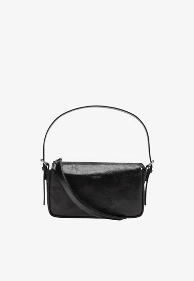 Fendi Small Vanity Pouch Bag In Crackled Leather In Black