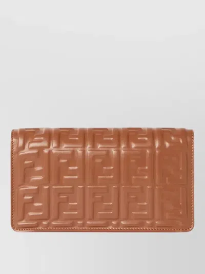 Fendi Small Wallet Cardholder Adjustable Strap Chain In Brown