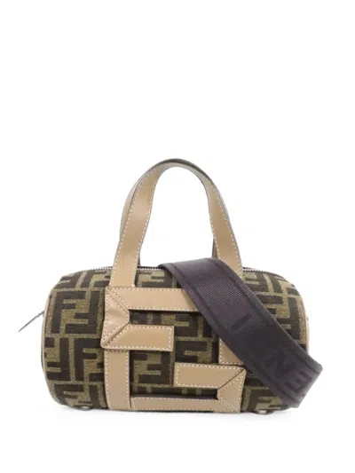 Pre-owned Fendi Small Zucca Boston Tote Bag In Brown