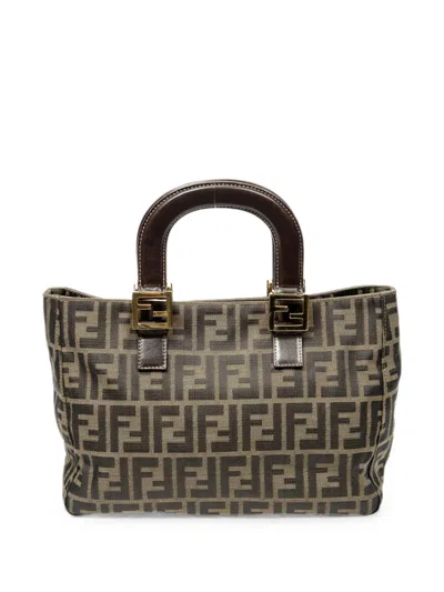 Pre-owned Fendi Small Zucca-pattern Tote Bag In Brown