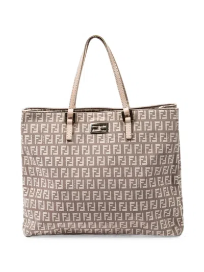 Pre-owned Fendi Small Zucca-pattern Tote Bag In Pink
