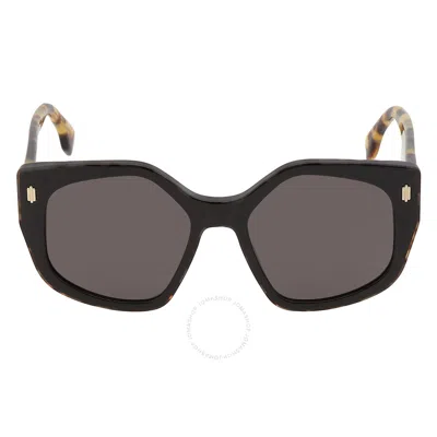 Fendi Smoke Geometric Ladies Sunglasses Fe40017i 01a 55 In Black