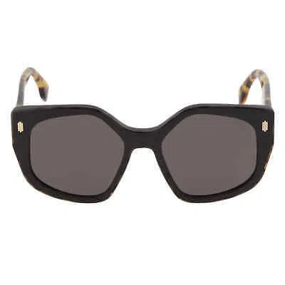 Pre-owned Fendi Smoke Geometric Ladies Sunglasses Fe40017i 01a 55 Fe40017i 01a 55 In Gray
